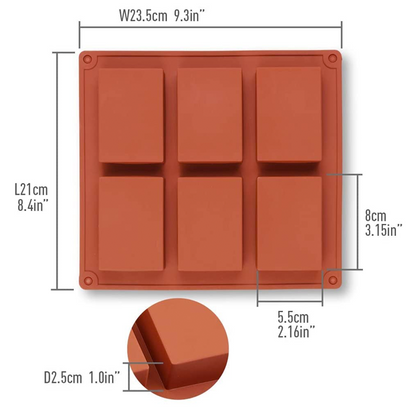 قالب سيليكون مستطيلات Silicone Mold, Soap Mold 8cm by 5.5cm