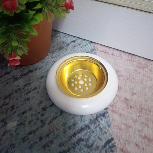 مبخرة خزف مع صينة ذهبية Round Cement Incense Burner