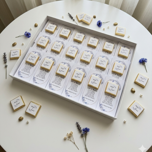 توزيعات ( كرت مع حبة شوكولاتة )