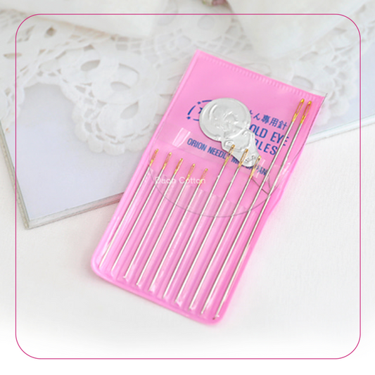 ابر خياطة كرت زهري مع لضامة Large Eye Needles, Gold Plated Metal Assorted