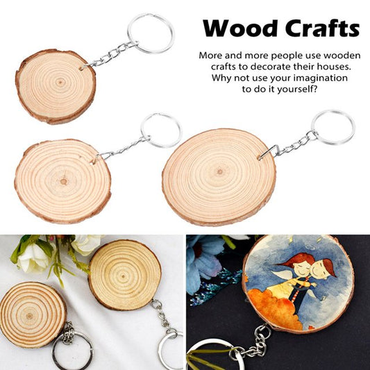 ( مدالية )شرائح خشبية طبيعيةNatural Wood Slices Keychain