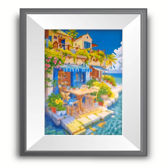 قطعة تطريز مرقم (بيت على الشاطئ)