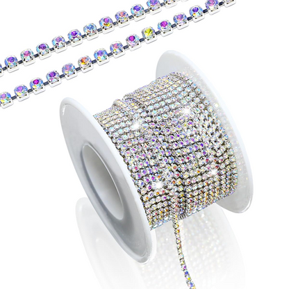 ستراس كرار فضي خط (مموج) one Rows Crystal Ab Glass Rhinestone