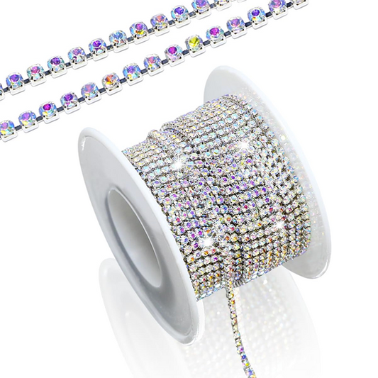 ستراس كرار فضي خط (مموج) one Rows Crystal Ab Glass Rhinestone