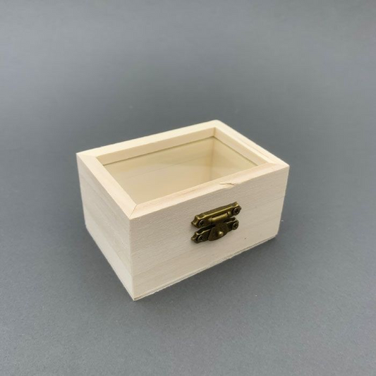 صناديق خشب (صندوق خشب مستطيل مع سقف اكرلك شفاف ) Unfinished Wood Gift Box with Glass Lid
