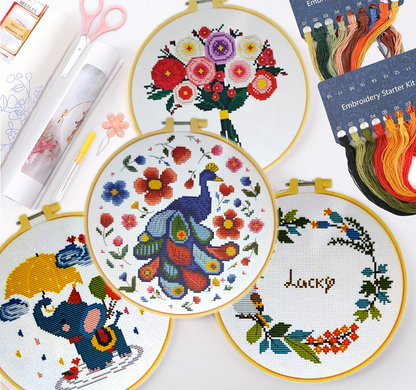 قطع تطريز مع طارة Embroidery Kit with Hoop Rings