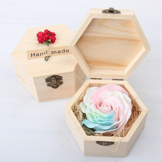 صناديق خشب 8 سم (صندوق مسدس ) Hexagon Unpainted Wooden Box