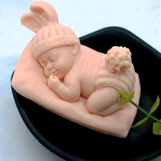 قالب سيليكون بيبي نائم على وسادة Silicone Soap Molds Sleeping Baby