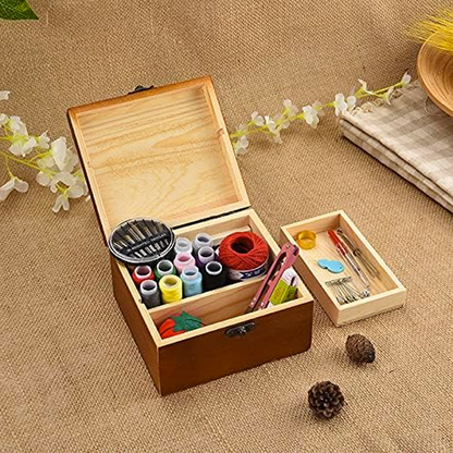 علبة خياطة (صندوق خشب ) Sewing Kit,  Wooden Storage Box