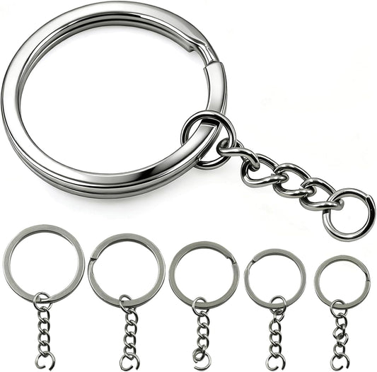 حلقة ميدالية ثقيلة ( حلقات ) مع سنسال Stainless Steel Key Rings Hoop