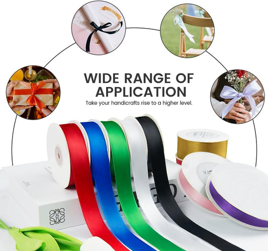 رول شبر ستان عرض 15 ملم طول الرول ( 100 يارد )   Satin Ribbon Double Face 15 MM - 100 Yards