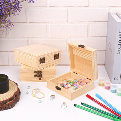 صناديق خشب 8 سم ( صندوق مربع ) Unfinished Unpainted Wood Boxes