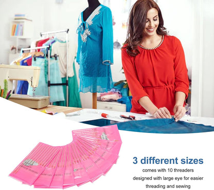 ابر خياطة كرت زهري مع لضامة Large Eye Needles, Gold Plated Metal Assorted