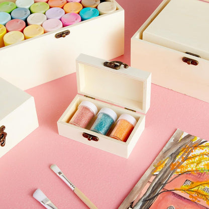 صناديق خشب (صندوق مستطيل ) Unfinished Wood Rectangle Box