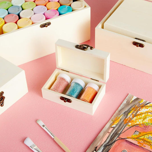 صناديق خشب (صندوق مستطيل ) Unfinished Wood Rectangle Box