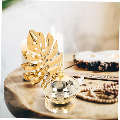 פמוט קטורת מוזהב, צורת ירח וכוכב