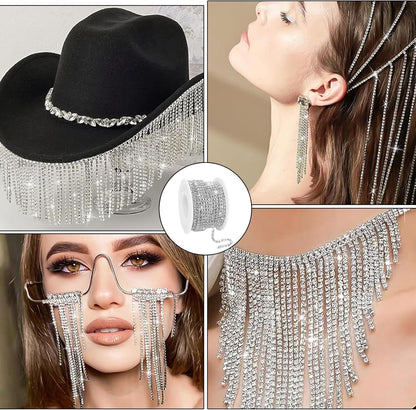 ستراس كرار فضي خط رفيع One Rows Crystal Ab Glass Rhinestone