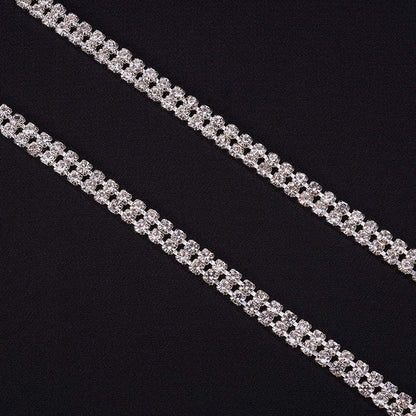 ستراس كرار فضي خطين رفيع Double Rows Crystal Ab Glass Rhinestone