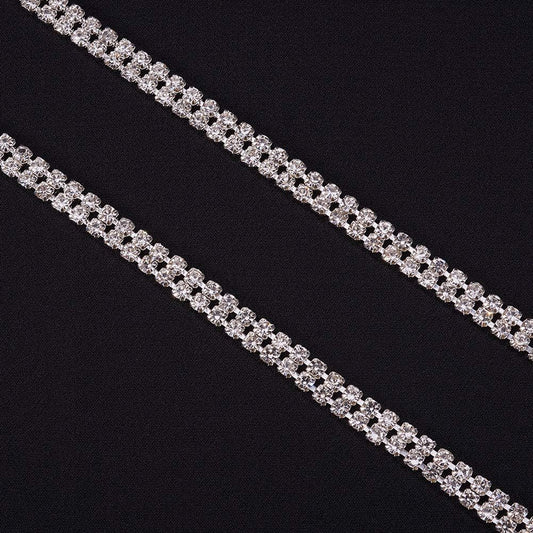 ستراس كرار فضي خطين رفيع Double Rows Crystal Ab Glass Rhinestone