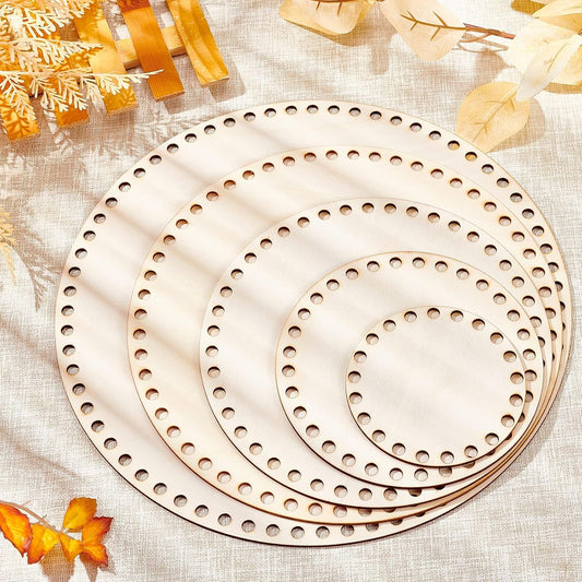 قواعد كروشيه خشبية دائرية للأعمال اليدوية ( للكليم ) Round Wooden Crochet Basket Bases for DIY