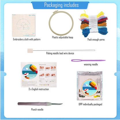 نتش صوف مع خيطان وطارة  Embroidery Starter Kits