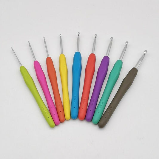 سناره كروشيه يد سيليكون  Silica Gel Handle Aluminum Crochet Hooks