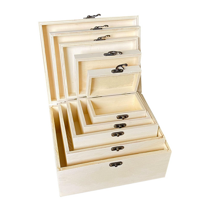 صناديق خشب (صندوق مستطيل ) Unfinished Wood Rectangle Box