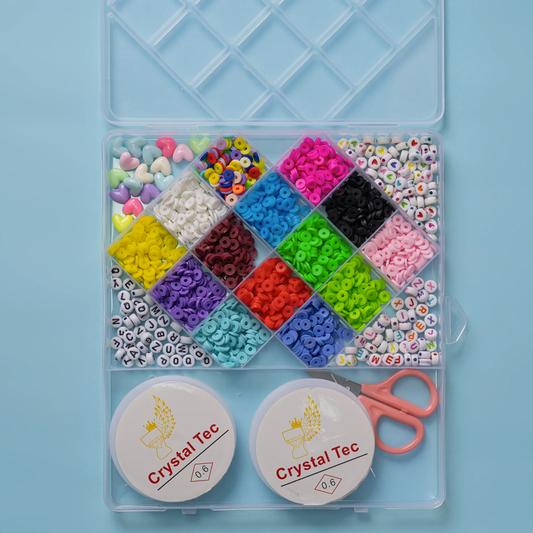 علبة خرز عدس مع احرف ورولين Clay Beads Bracelet Making Kit