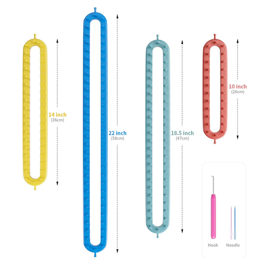 طقم نول مطاول 4 قطع Knitting Loom Long Knitting Loom Kit