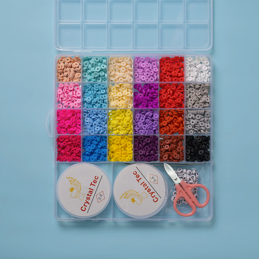 علبة خرز عدس مع احرف ورولين كبيرة Clay Beads Bracelet Making Kit