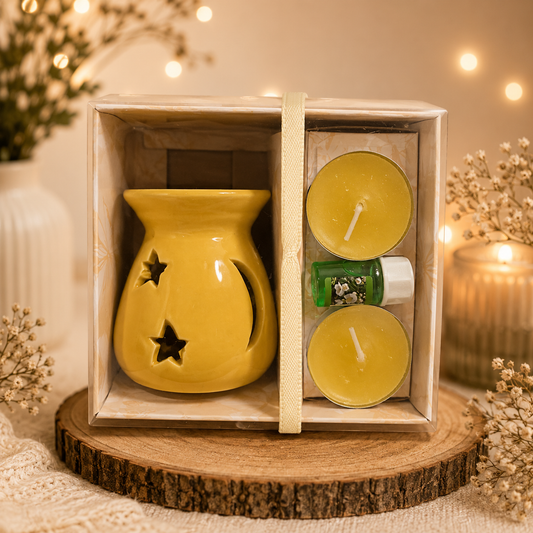 طقم هدايا فواحة زيوت عطرية Ascension Ceramic Yellow Aroma Oil Burner