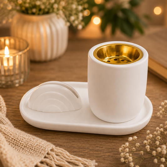 مبخرة جبس مودرن Compact Striped Resin Incense Burner