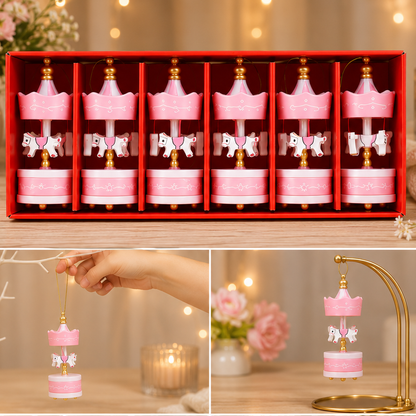 Mini Wooden Carousel Hanging Ornaments Set
