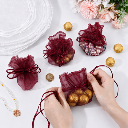 كيس قماش اورجانزا دائري Rounded Drawstring Organza