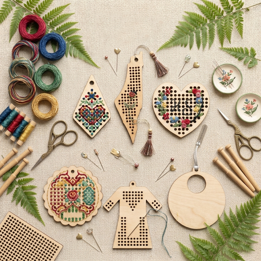 خشبيات تطريز صغيرة (تطريز بالابرة المتقاطعة )Wooden Needlecraft Cross-Stitch