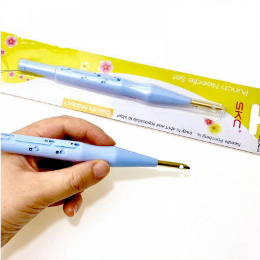 كرت ابرة نافر زرقاء خميلة درجات Magic Embroidery Punch Needle Pen Kit