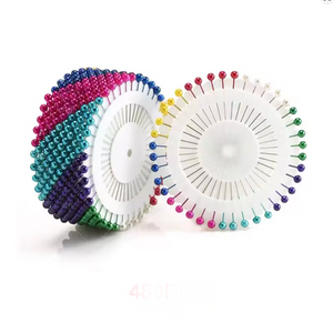 Sharia-compliant Qamar (12-piece) Sewing Pins, Straight Pins, Head Pins, Colorful White