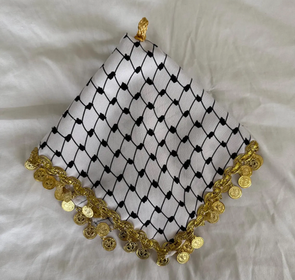 منديل افراح مع ليرات Handkerchief Sequin Trim, Wedding & Henna Night