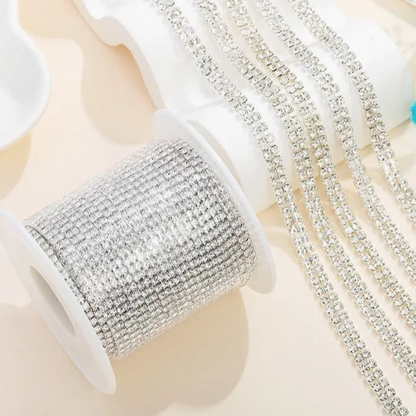 ستراس كرار فضي خطين رفيع Double Rows Crystal Ab Glass Rhinestone