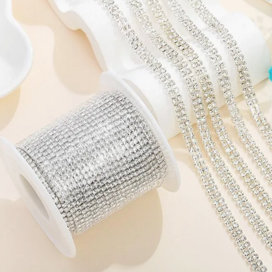 ستراس كرار فضي خطين رفيع Double Rows Crystal Ab Glass Rhinestone