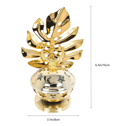 פמוט קטורת מוזהב, צורת ירח וכוכב