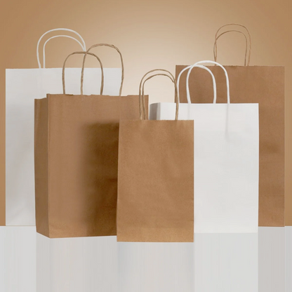اكياس كرتون بعدة احجام ( ابيض - بني ) Paper Bags ( White & Brown )
