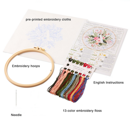 قطع تطريز مع طارة Embroidery Kit with Hoop Rings