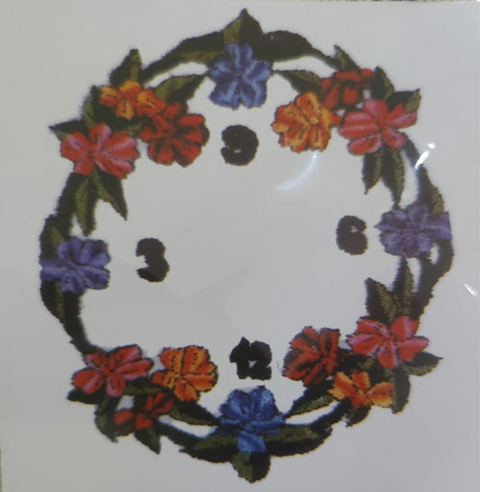 ايتامين مرسوم ساعة ورد مدور