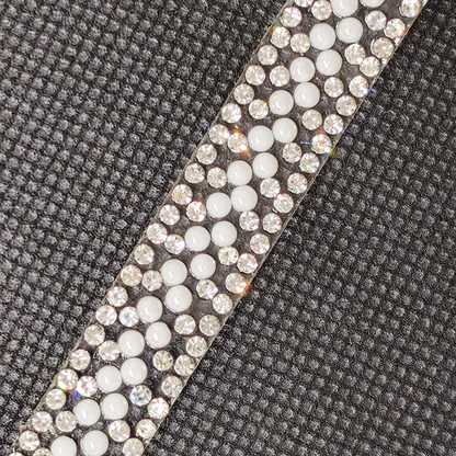 كلفة ستراس على كرت لولو ابيض Luxury Clear AB Glitter Crystal Rhinestone Ribbon