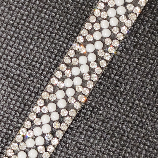 Luxury Clear AB Glitter Crystal Rhinestone Ribbon on a white Lulu card