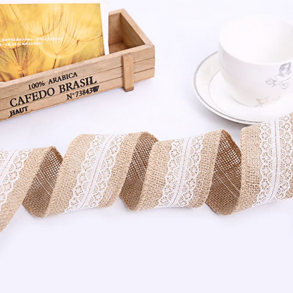 شبر خيش سادة ومع دانتيل Jute Burlap Ribbon