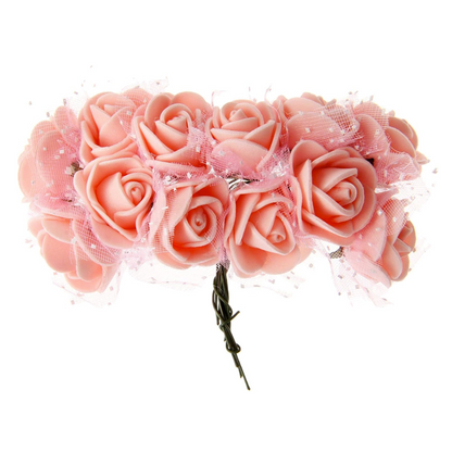 ورد فلل سولو مع سلك وسط Foam Roses Artificial Flower