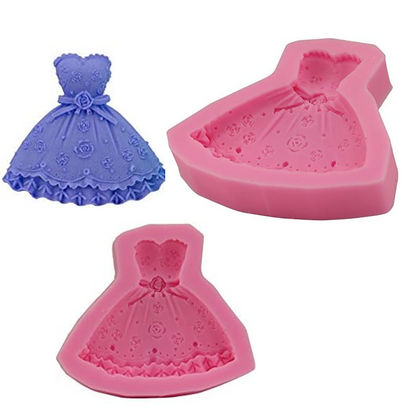 قالب سيليكون فستان اميرة عريض Princess dress Fondant Silicone Mold