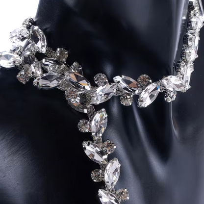كلفة ستراس على كرت الماس فضي Luxury Clear AB Glitter Crystal Rhinestone Ribbon